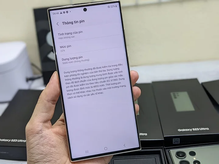 dung lượng pin trên s23 ultra mỹ.webp